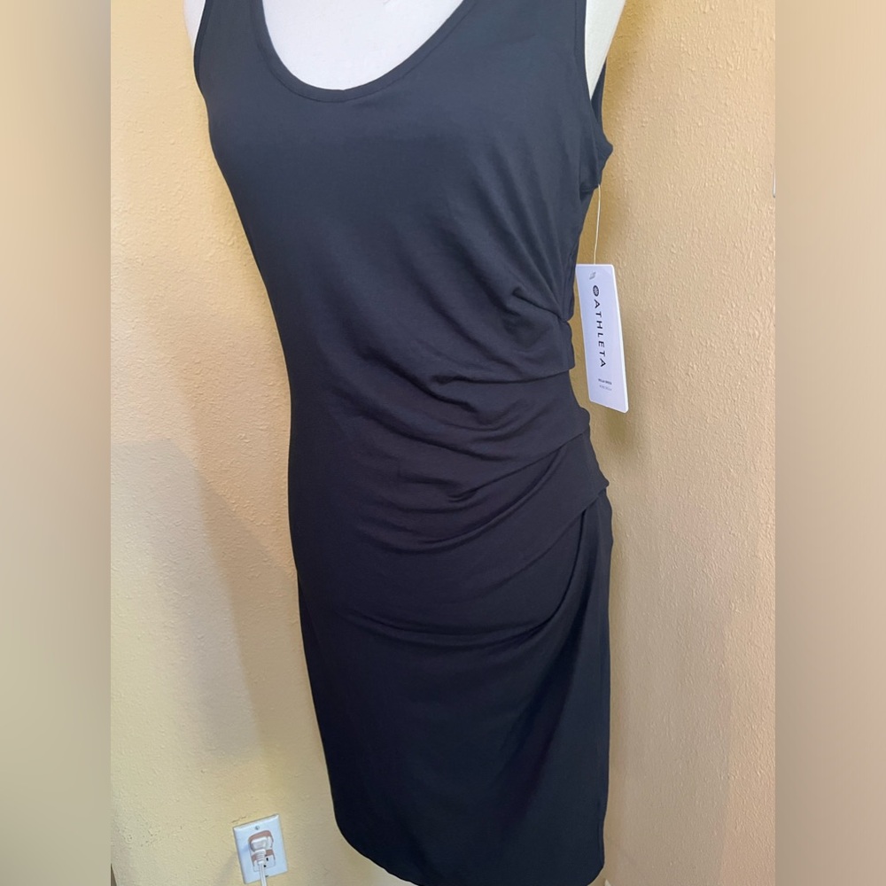 •• *Athleta Della black ruched dress in Small.NWT - Picture 10 of 11